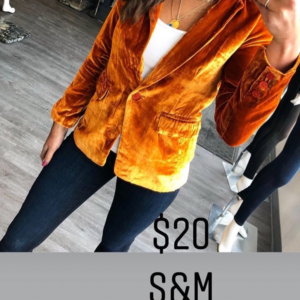 ISO Olivaceous Burnt Orange Velvet Blazer